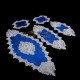 Bonny Home Efsun Mavi Kadife Üzeri Gümüş Dantelli 5 Parça Salon Takımı Masa Örtüsü Runner Seti